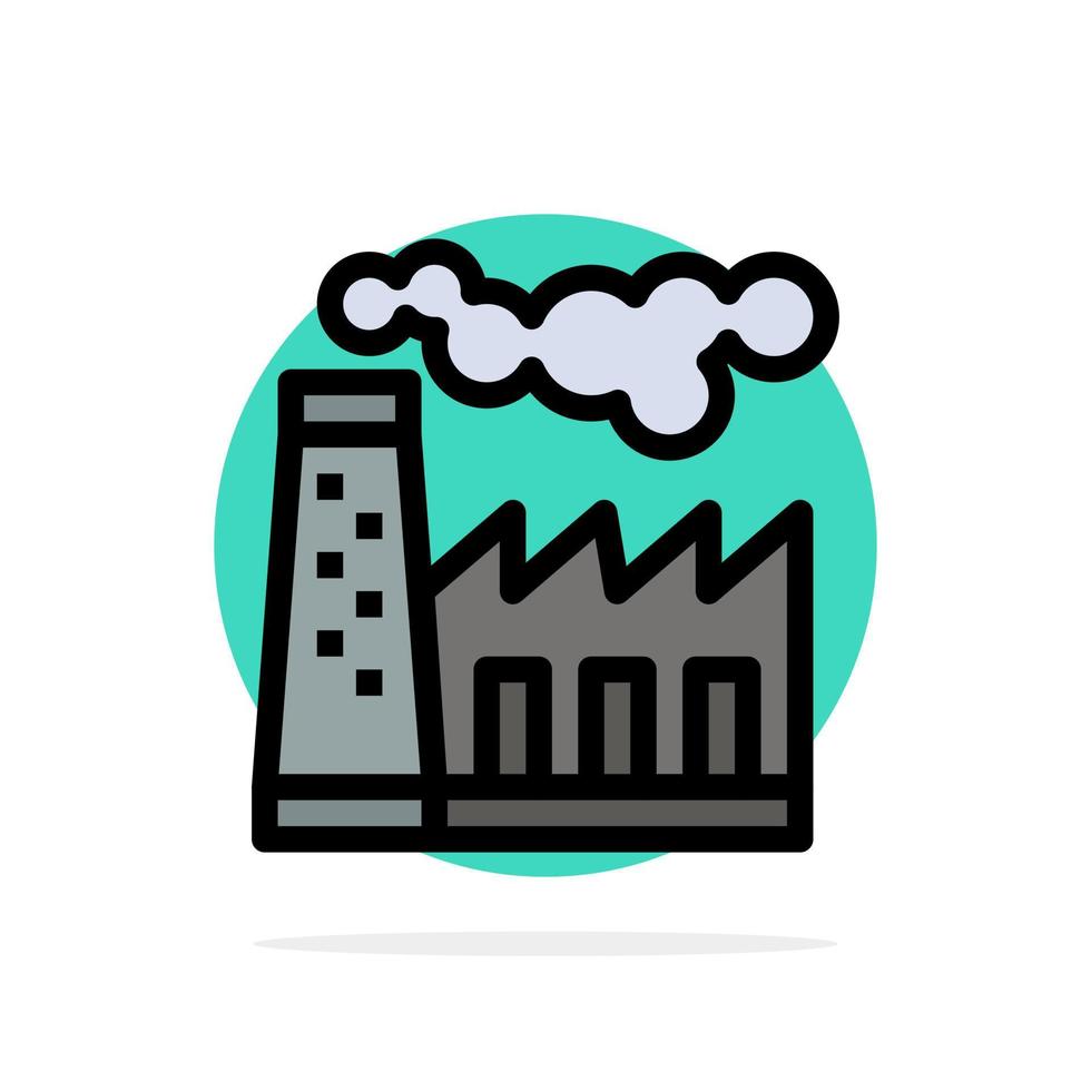fábrica contaminación producción humo abstracto círculo fondo plano color icono vector