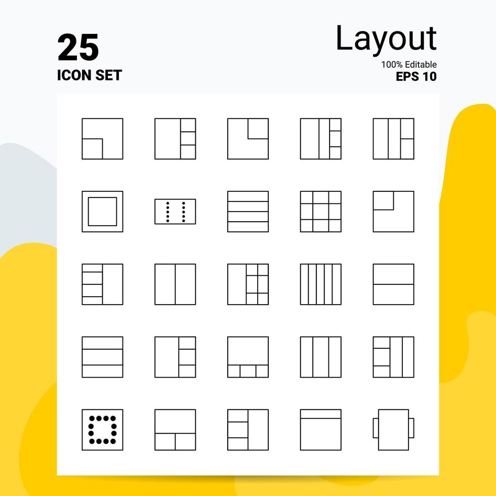 25 Layout Icon Set 100 Editable EPS 10 Files Business Logo Concept Ideas Line icon design vector