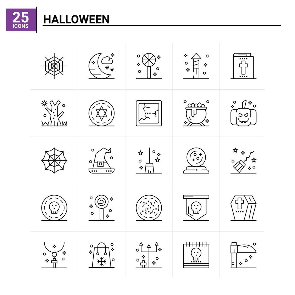 25 fondo de vector de conjunto de iconos de halloween