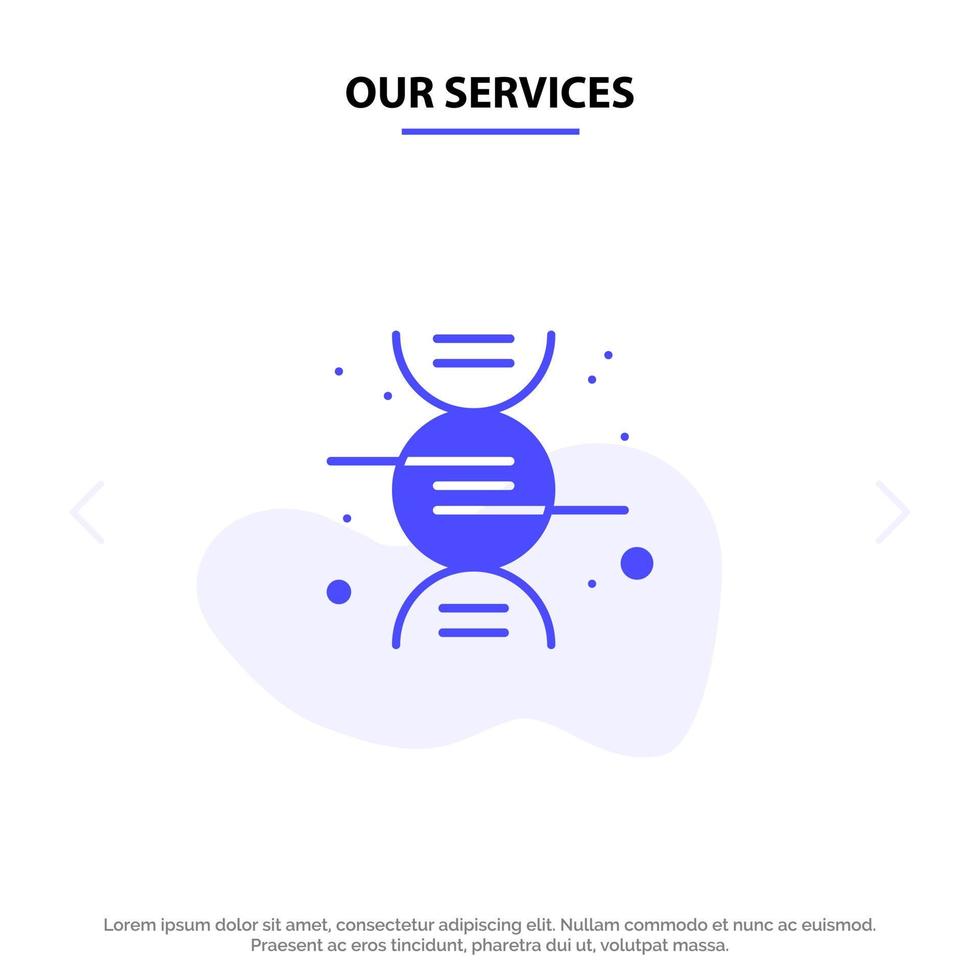 Our Services Dna Research Science Solid Glyph Icon Web card Template vector