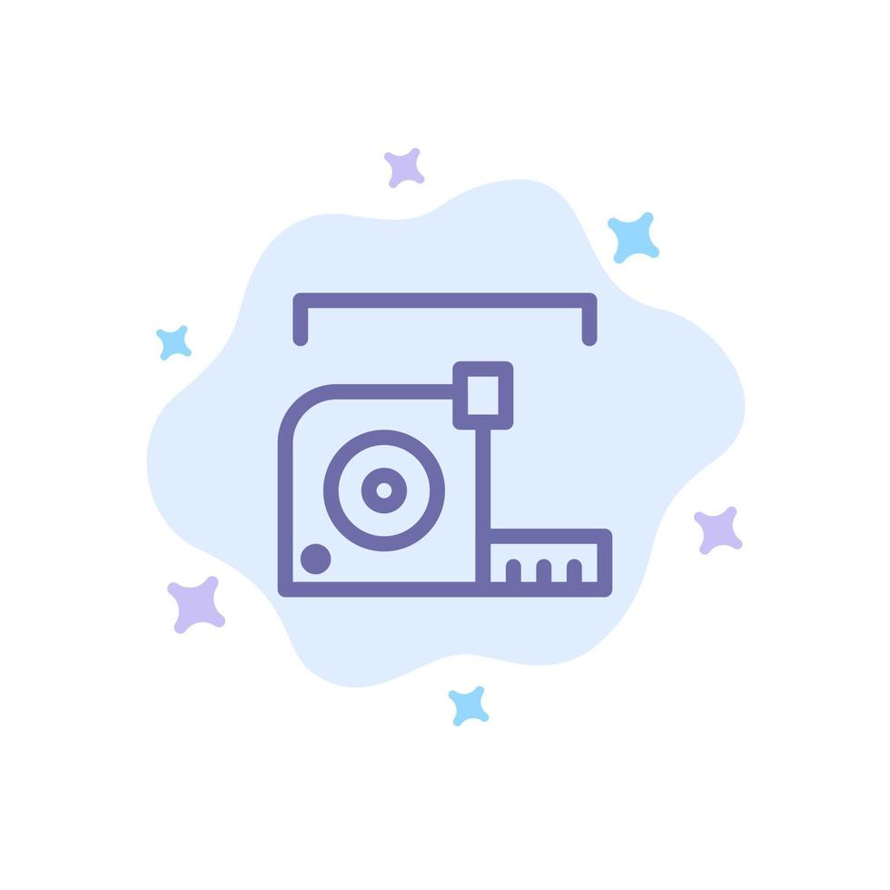 Measure Measurement Meter Roulette Ruler Blue Icon on Abstract Cloud Background vector