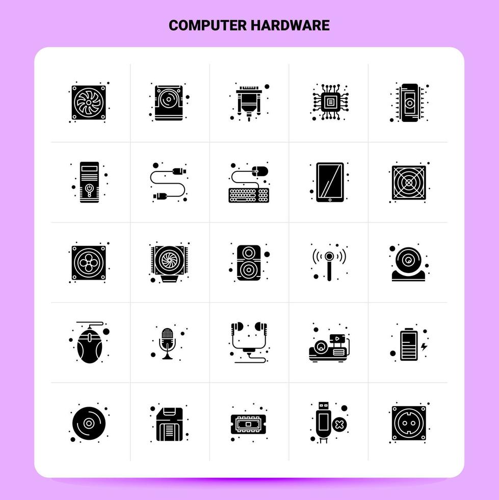 Solid 25 Computer Hardware Icon set Vector Glyph Style Design Black Icons Set Web and Mobile Business ideas design Vector Illustration