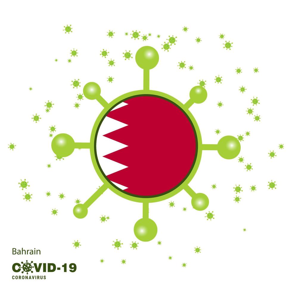 Bahrain Coronavius Flag Awareness Background Stay home Stay Healthy Take care of your own health Pray for Country vector