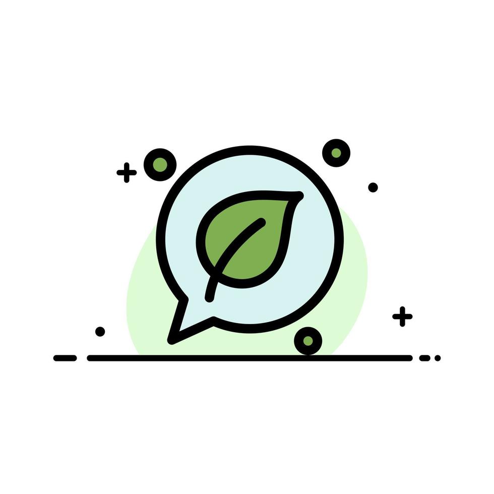 Chat Green Leaf Save  Business Flat Line Filled Icon Vector Banner Template