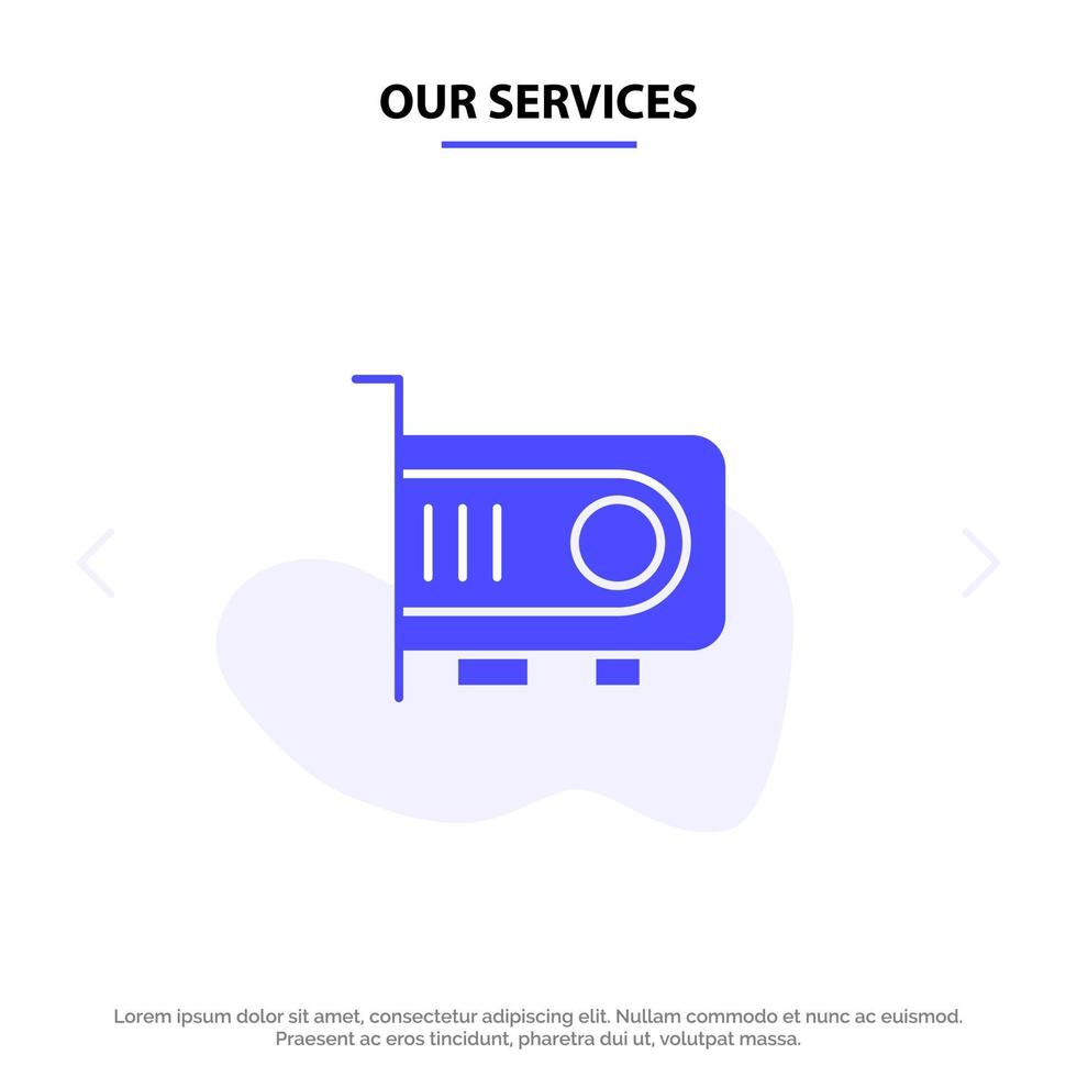 Our Services Computer Power Technology Computer Solid Glyph Icon Web card Template vector