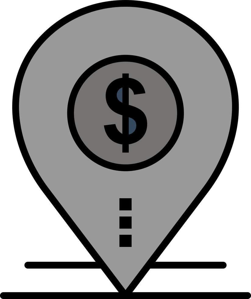 dólar pin mapa ubicación banco negocio color plano icono vector icono banner plantilla