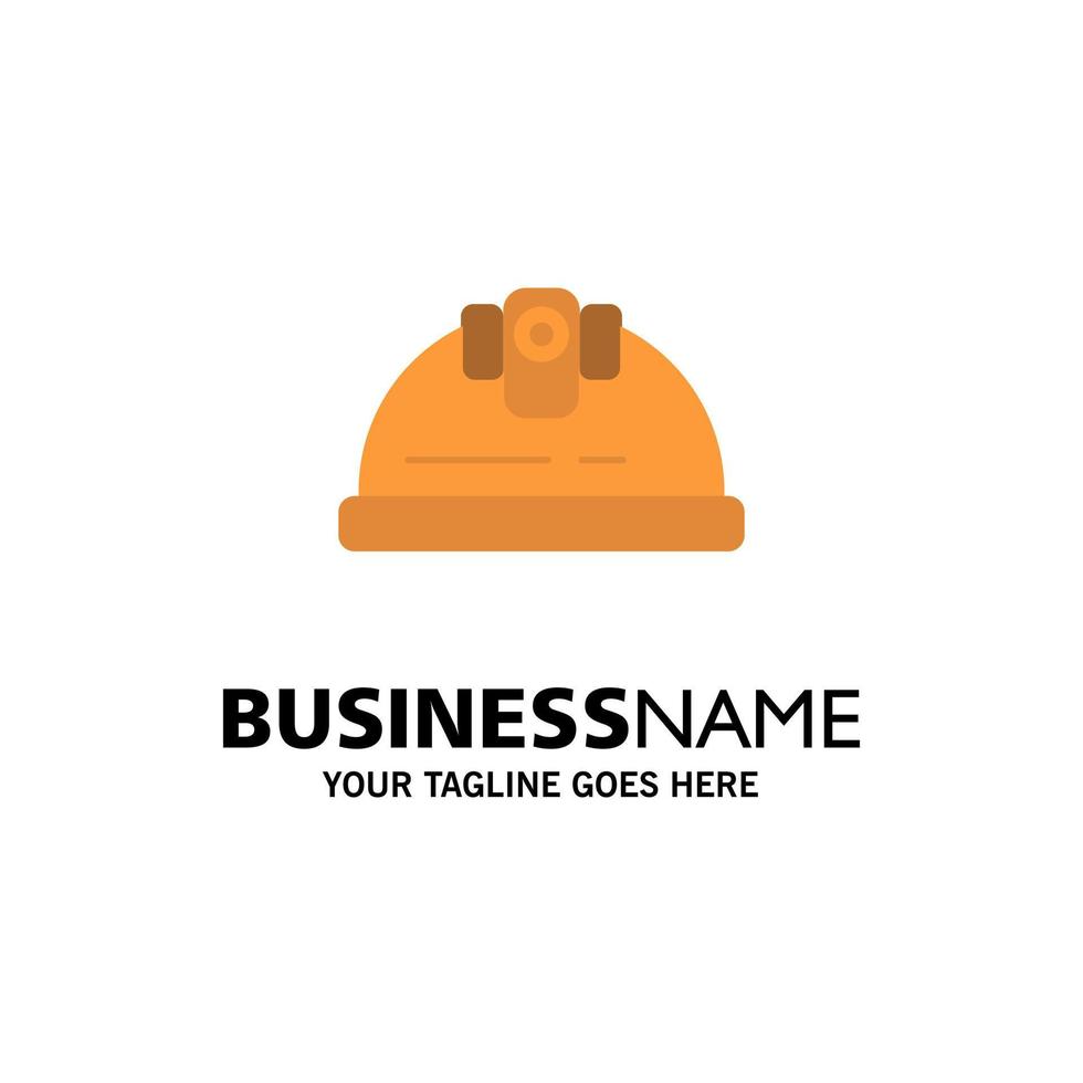 Helmet Engineer Building Construction Business Logo Template Flat Color vector