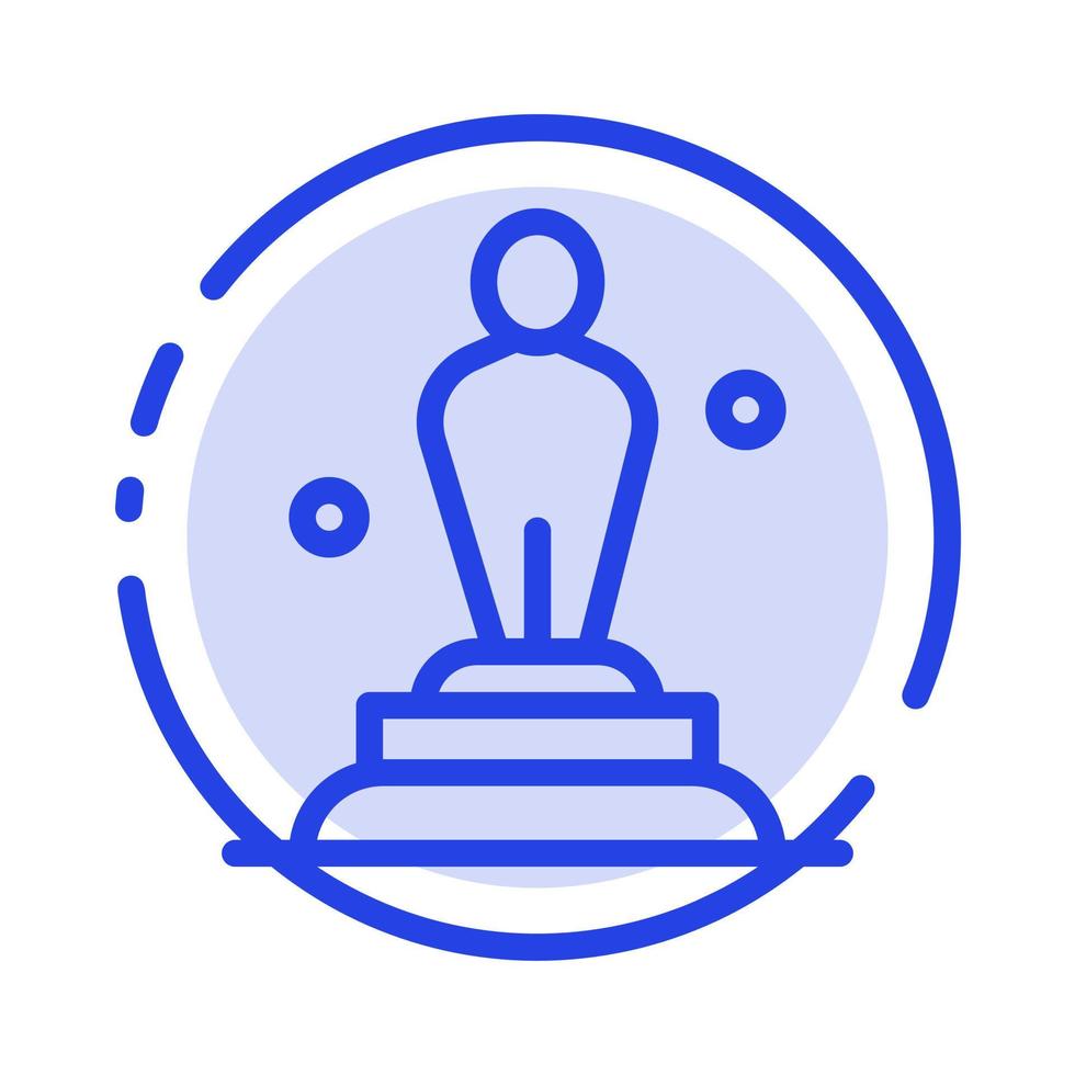 premio de la academia oscar estatua trofeo línea punteada azul icono de línea vector