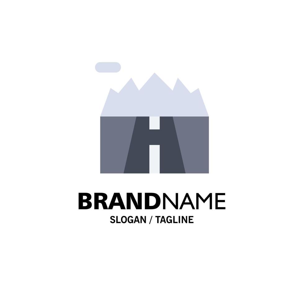 Landscape Mountains Scenery Road Business Logo Template Flat Color vector