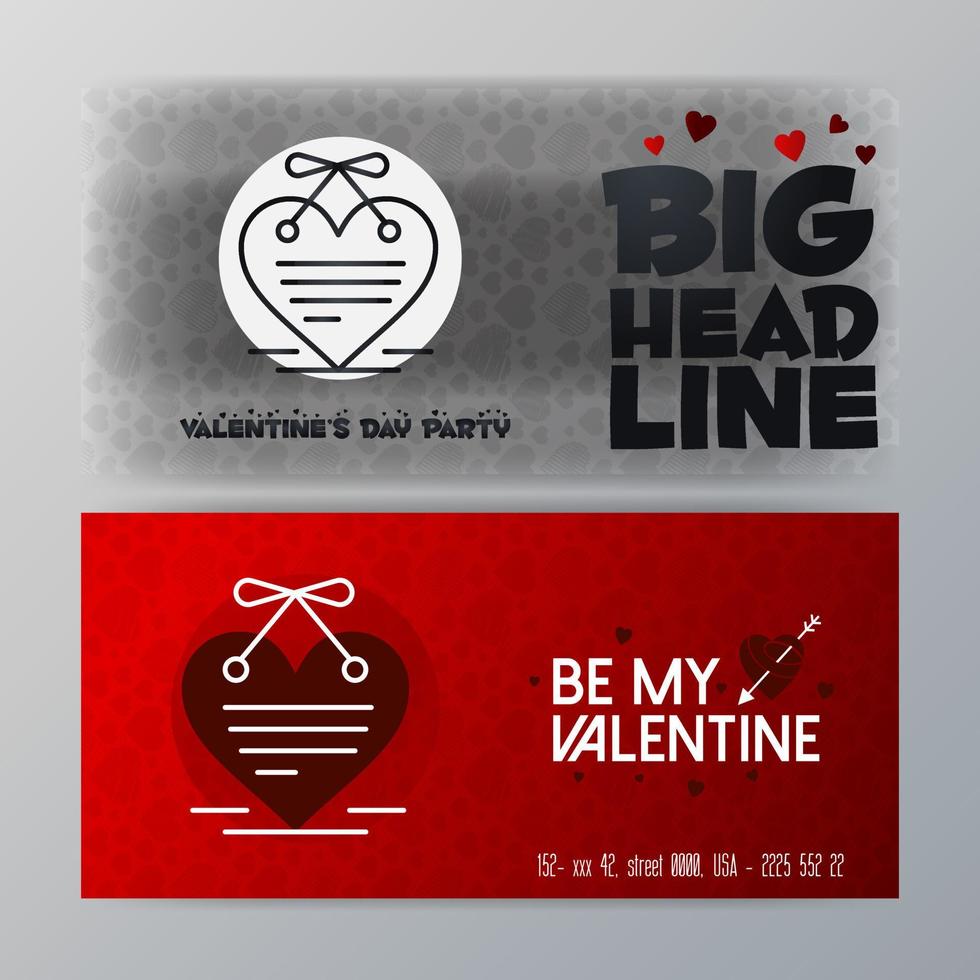 Valentines Day Big Banner Template Red Background vector