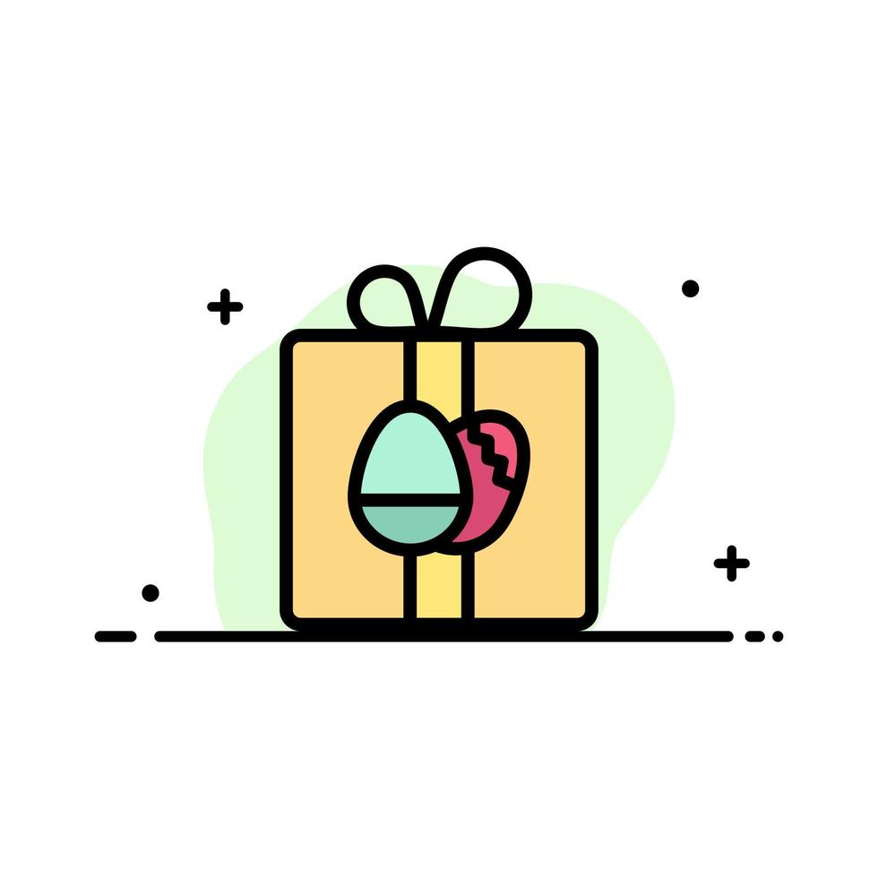 caja de regalo cumpleaños pascua negocio línea plana icono lleno vector banner plantilla