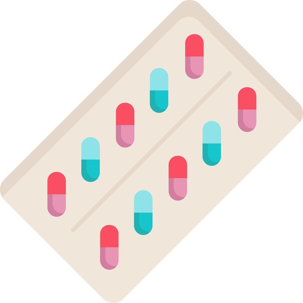 medicine Pill drugs tablet packet Flat Color Icon Vector
