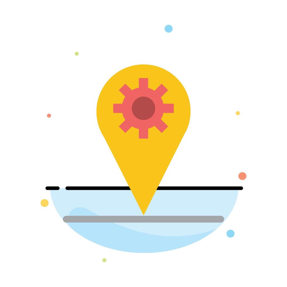 Business Location Map Gear Abstract Flat Color Icon Template vector