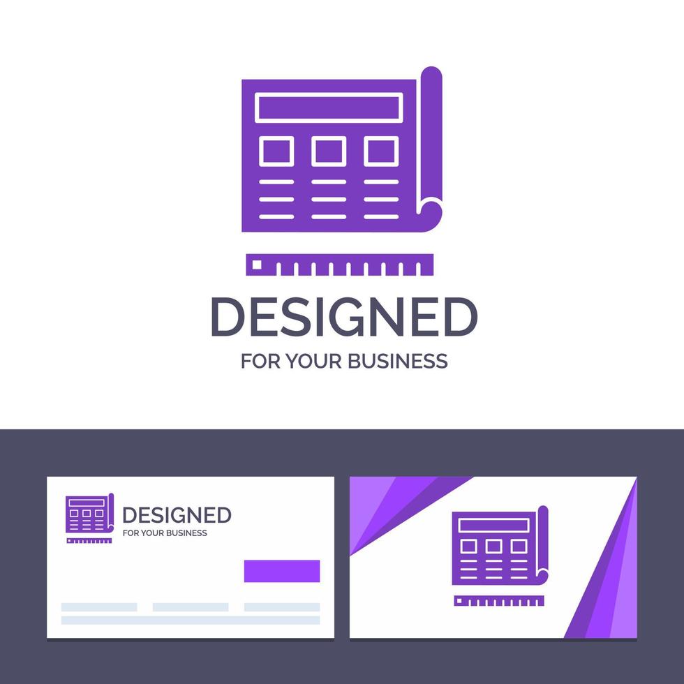 tarjeta de visita creativa y plantilla de logotipo blueprint blue print website web vector illustration