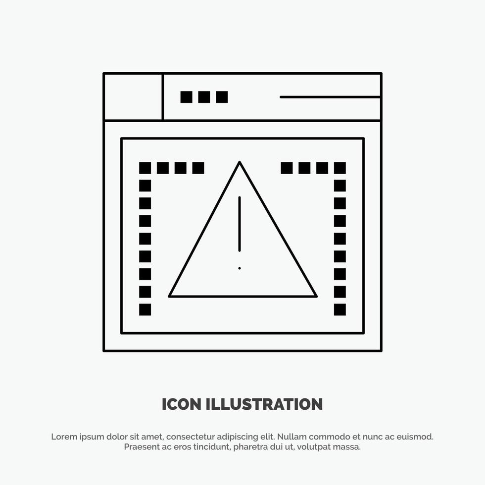 icono de línea vectorial de error de codificación informática vector