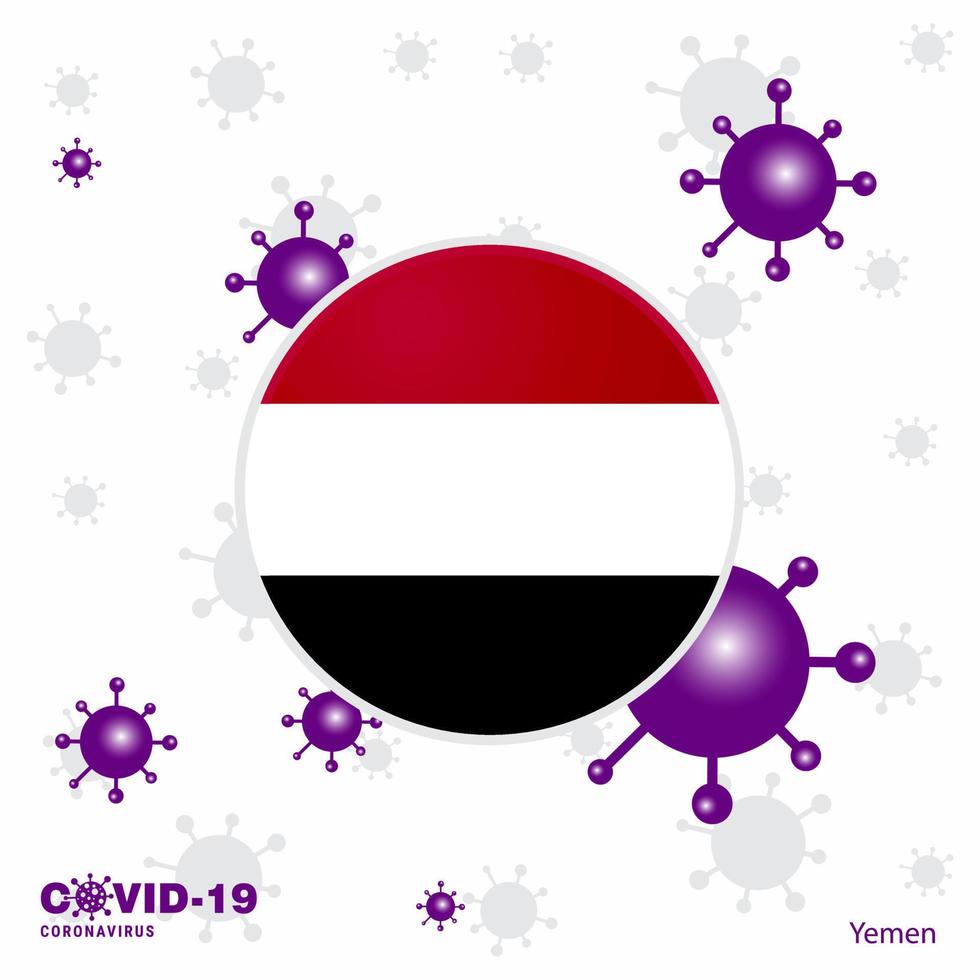 Pray For Yemen COVID19 Coronavirus Typography Flag Stay home Stay Healthy Take care of your own health vector