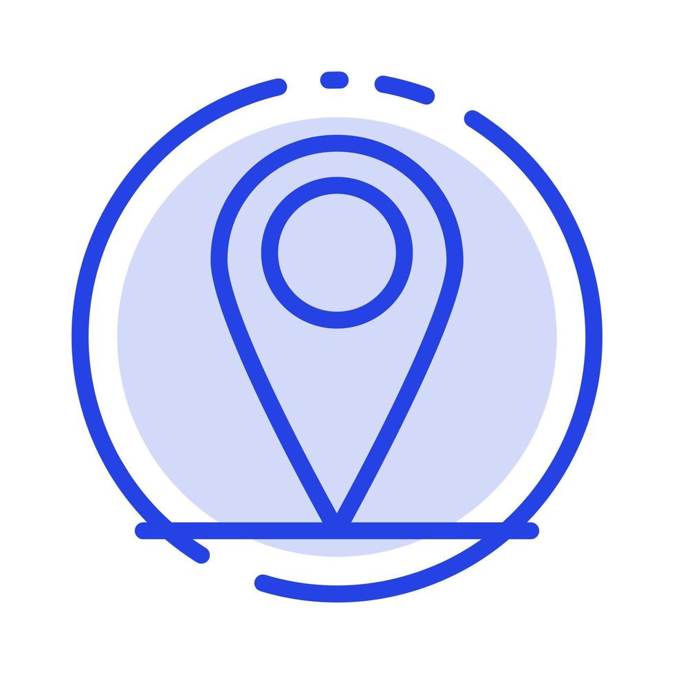 Global Location Pin World Blue Dotted Line Line Icon vector