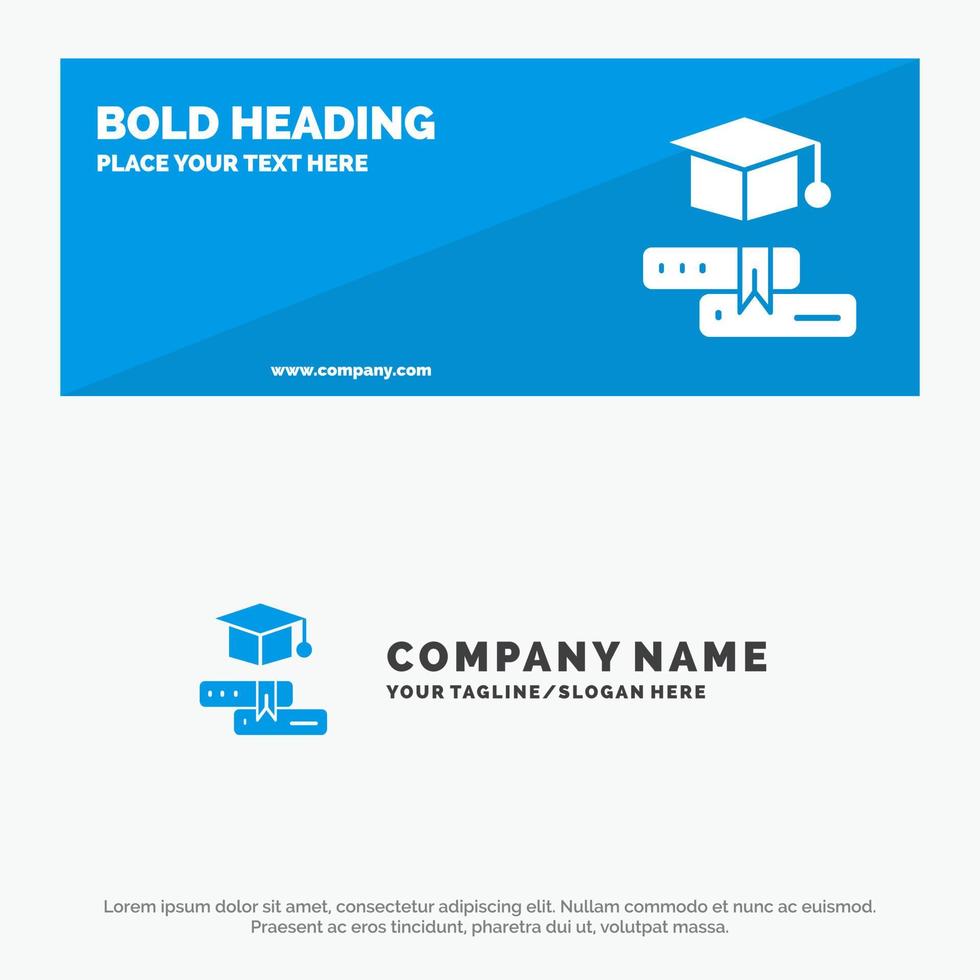 Books Cap Education Graduation SOlid Icon Website Banner and Business Logo Template vector