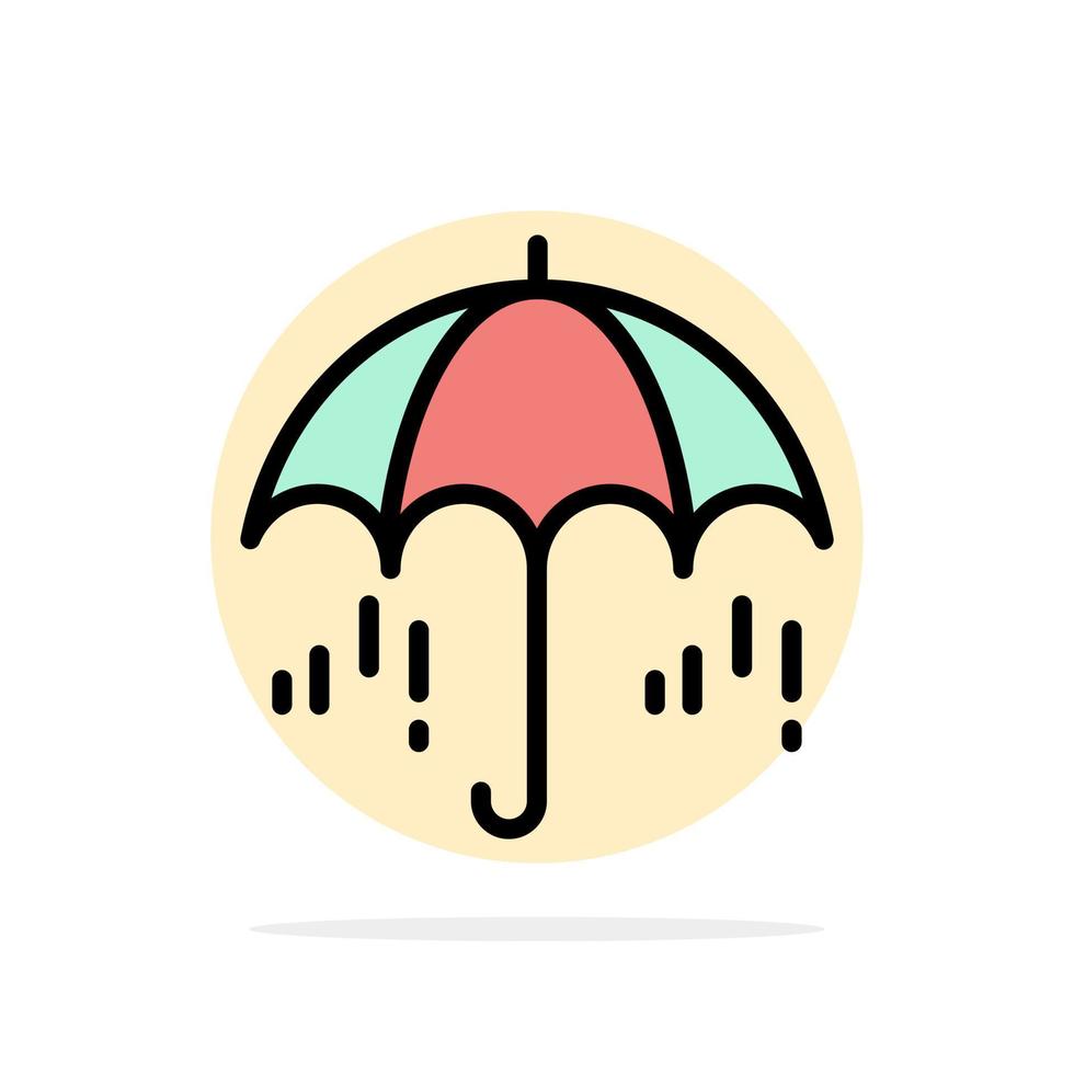 Umbrella Rain Weather Spring Abstract Circle Background Flat color Icon vector