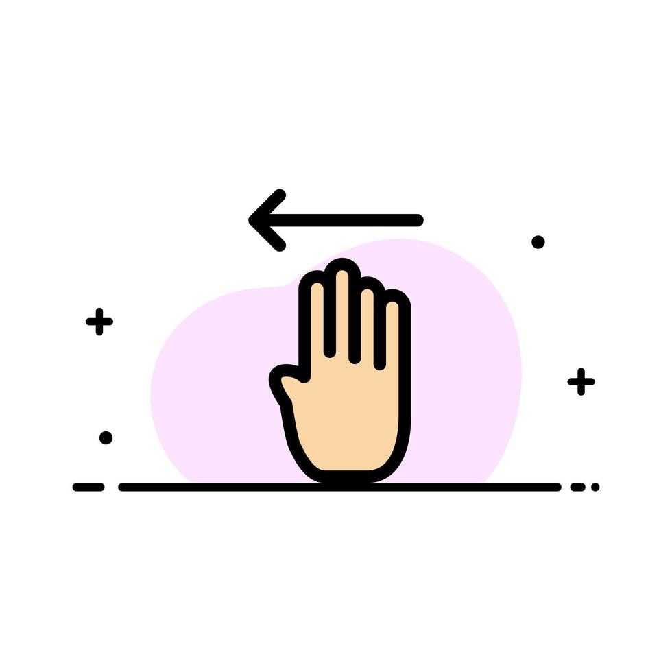 Finger Four Gesture Left  Business Flat Line Filled Icon Vector Banner Template