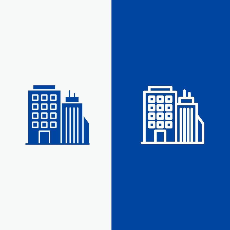 Building Office Tower Head office Line and Glyph Solid icon Blue banner Line and Glyph Solid icon Blue banner vector