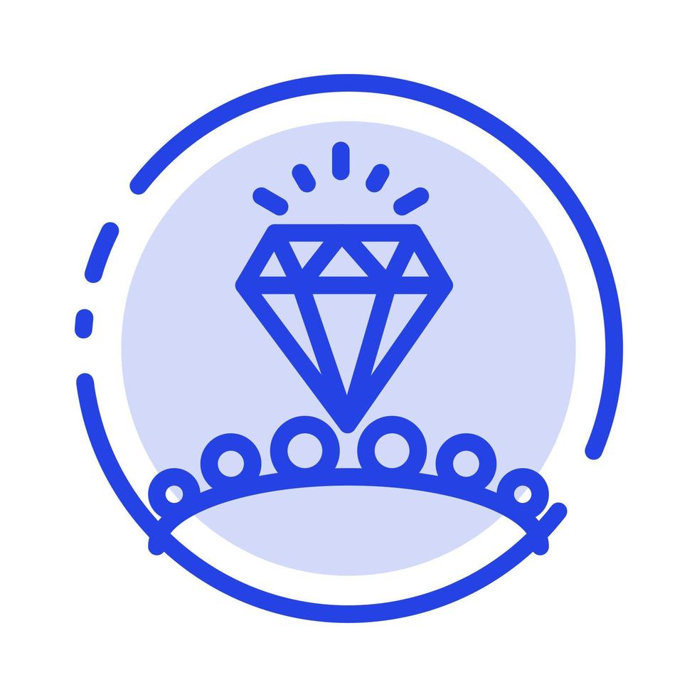 Diamond Love Heart Wedding Blue Dotted Line Line Icon vector