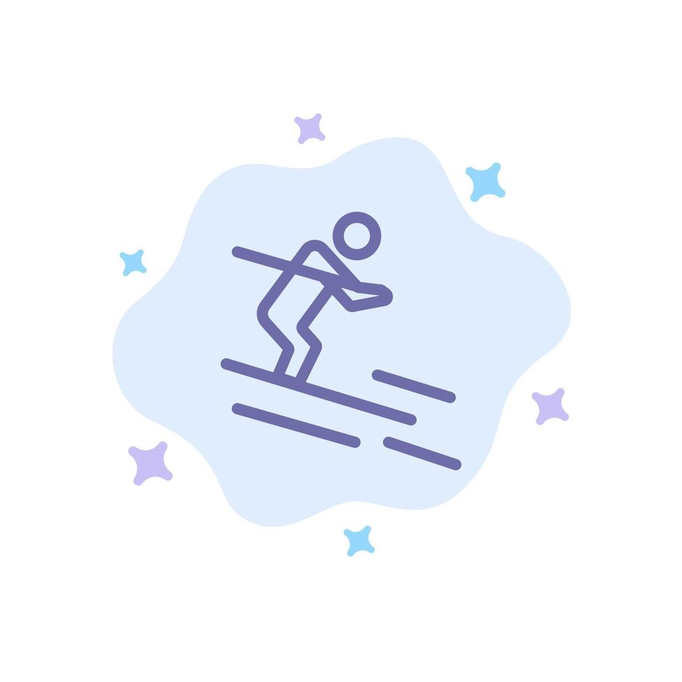 Activity Ski Skiing Sportsman Blue Icon on Abstract Cloud Background vector