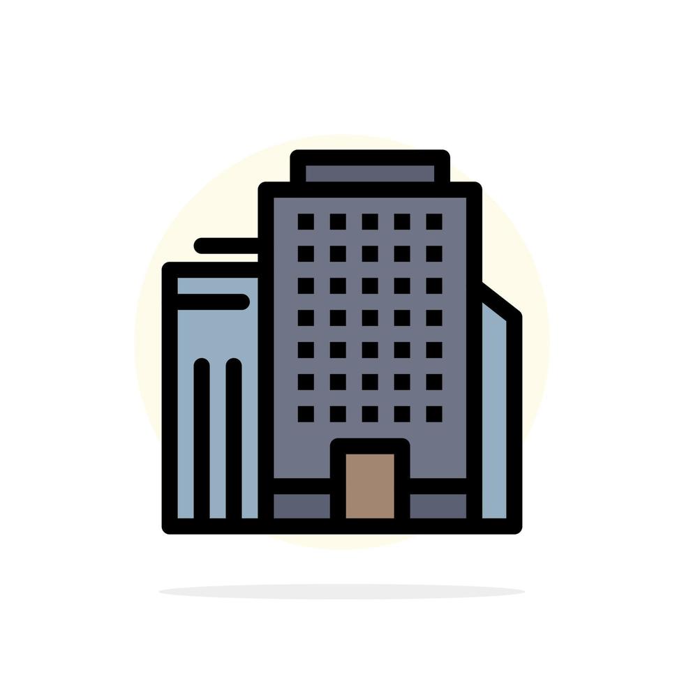 icono de color plano de fondo de círculo abstracto de trabajo de edificio de oficinas vector
