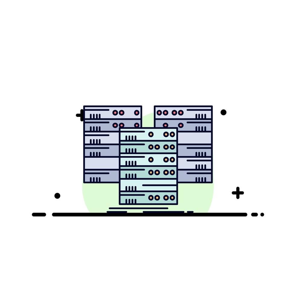 vector de icono de color plano del servidor de la base de datos de datos del centro