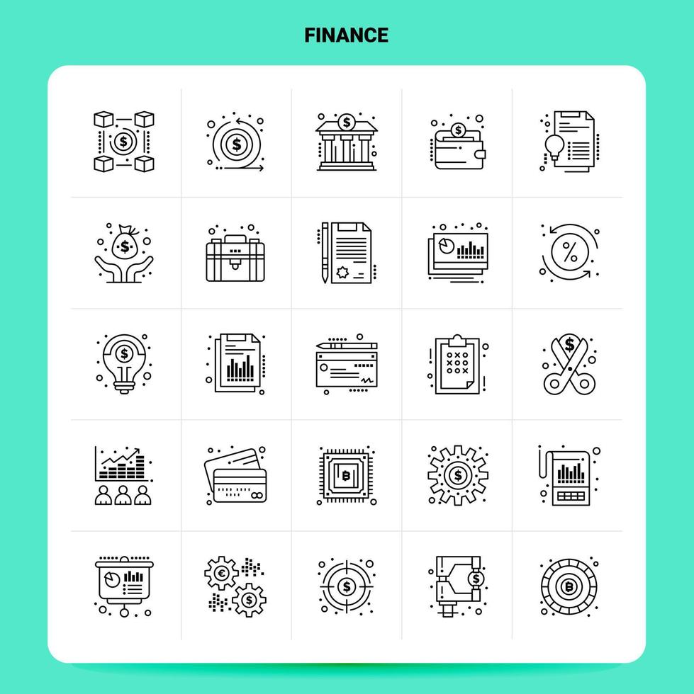 OutLine 25 Finance Icon set Vector Line Style Design Black Icons Set Linear pictogram pack Web and Mobile Business ideas design Vector Illustration