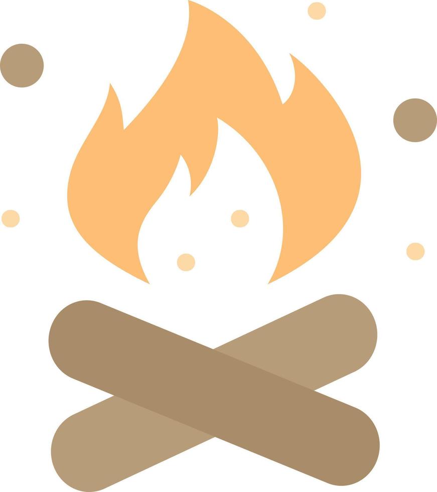 campamento camping fuego naturaleza caliente color plano icono vector icono banner plantilla