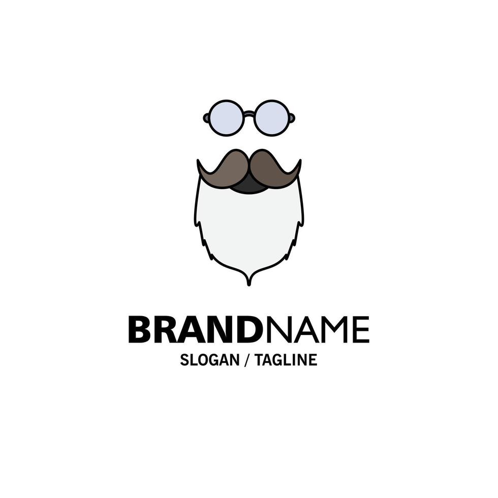 moustache Hipster movember beared men Flat Color Icon Vector