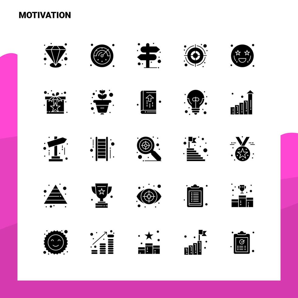 25 Motivation Icon set Solid Glyph Icon Vector Illustration Template For Web and Mobile Ideas for business company