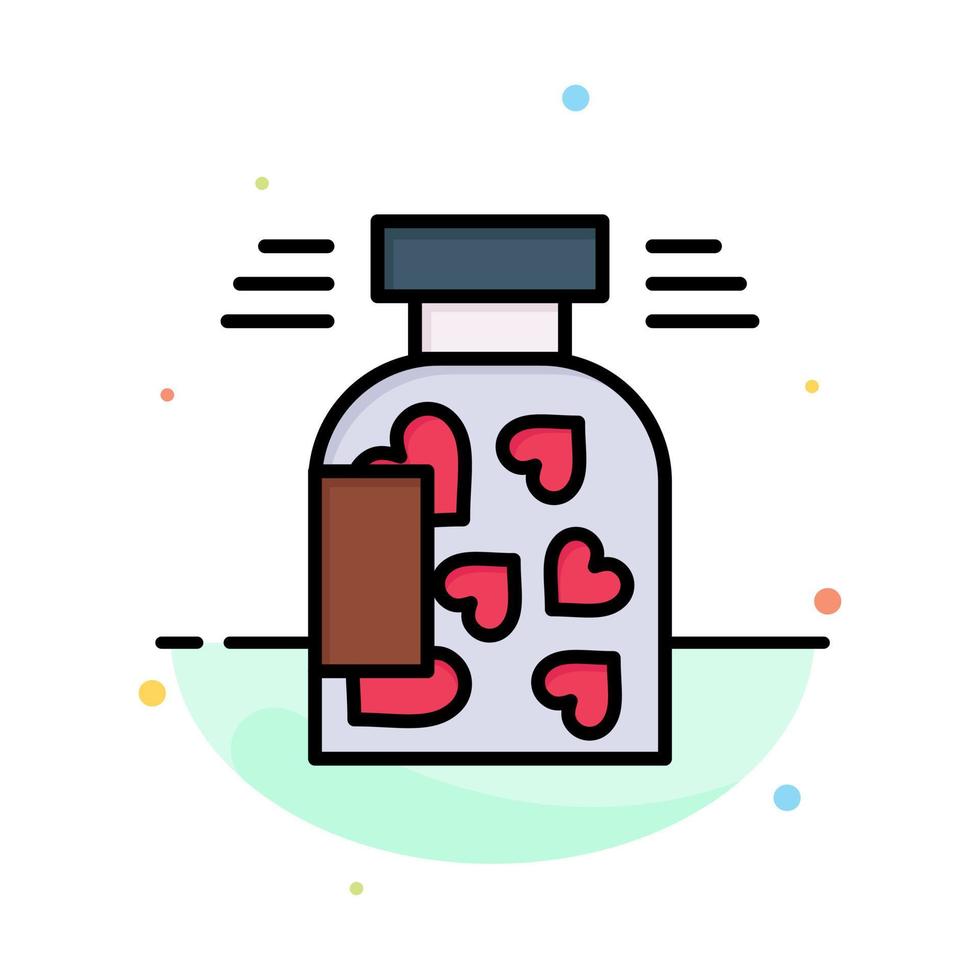 Jar Bottle Cookies Heart Valentine Abstract Flat Color Icon Template vector