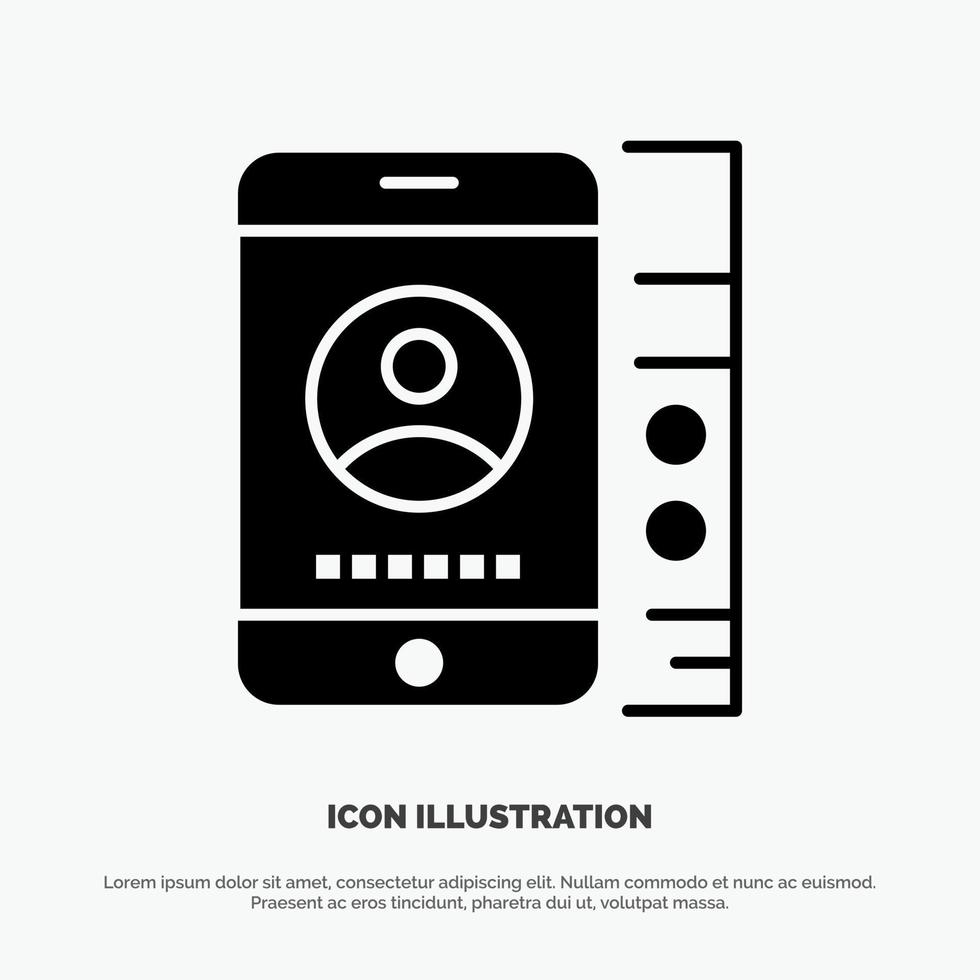 mobile Cell Service Phone Solid Black Glyph Icon vector