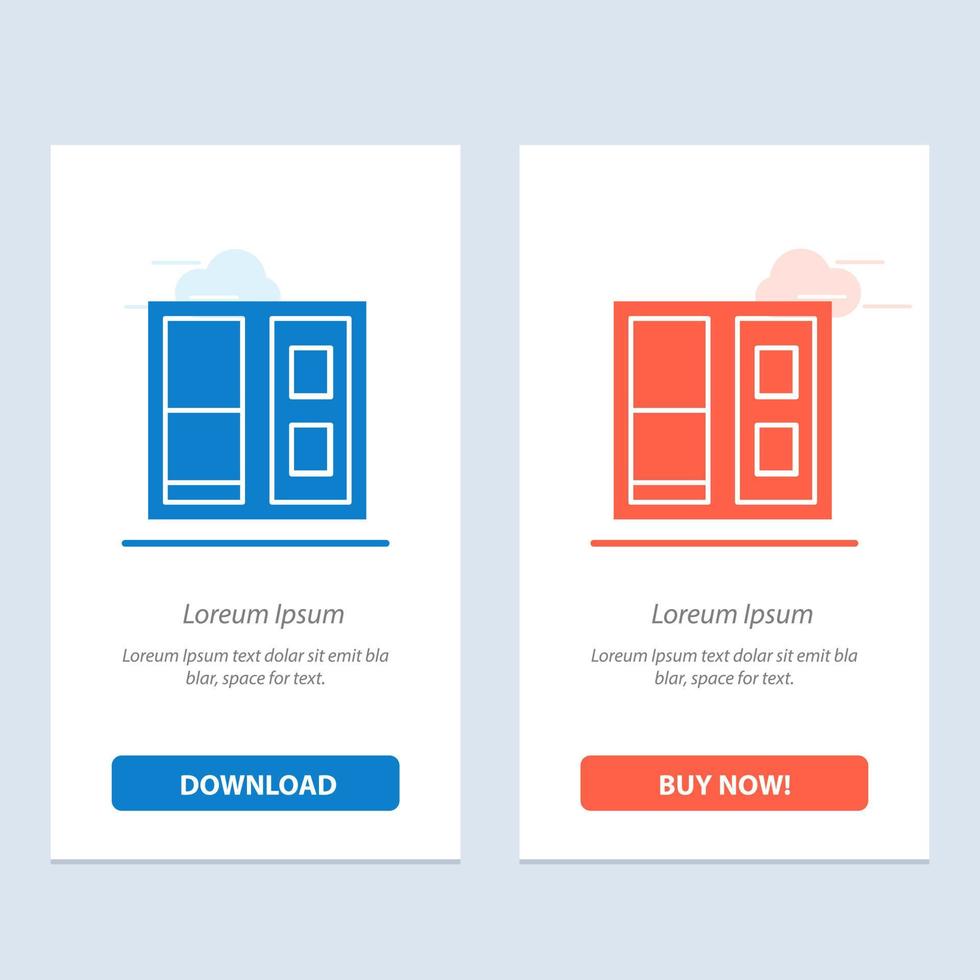 edificio puerta de la casa azul y rojo descargar y comprar ahora plantilla de tarjeta de widget web vector