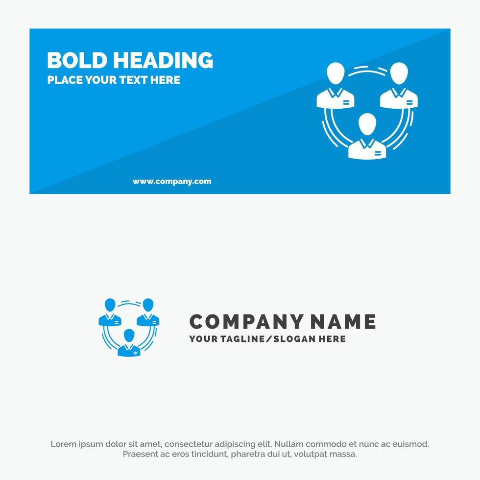 Team Business Communication Hierarchy People Social Structure SOlid Icon Website Banner and Business Logo Template vector