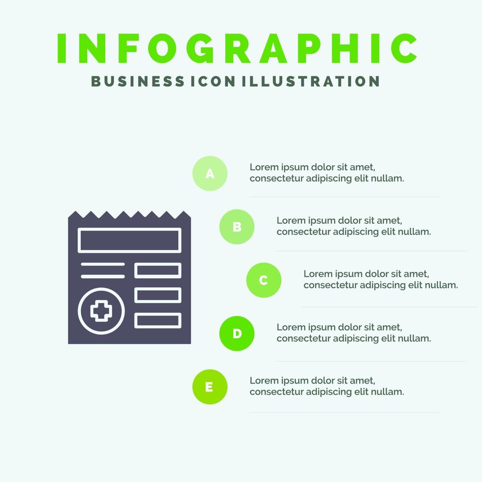 Basic Document Ui Medical Solid Icon Infographics 5 Steps Presentation Background vector