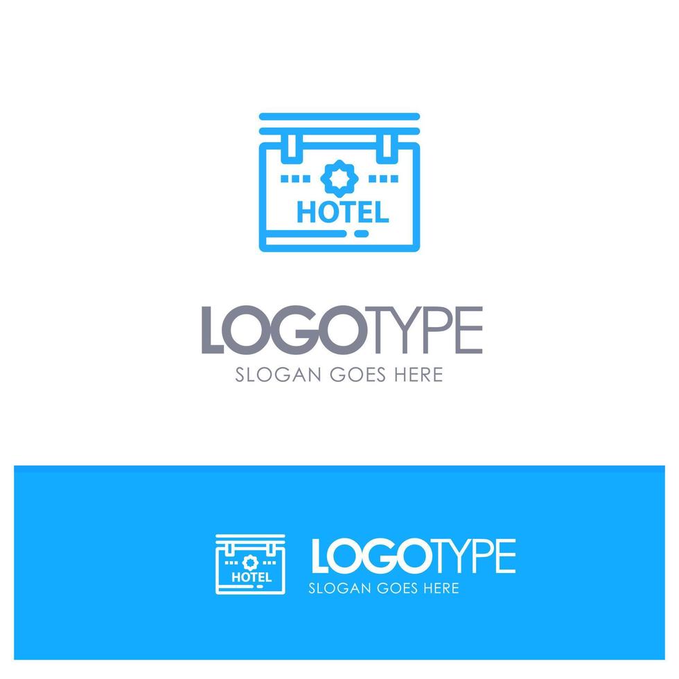 Hotel Sign Board Location Blue Logo Line Style vector