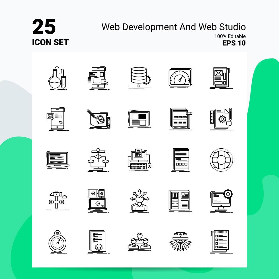 25 Web Development And Web Studio Icon Set 100 Editable EPS 10 Files Business Logo Concept Ideas Line icon design vector