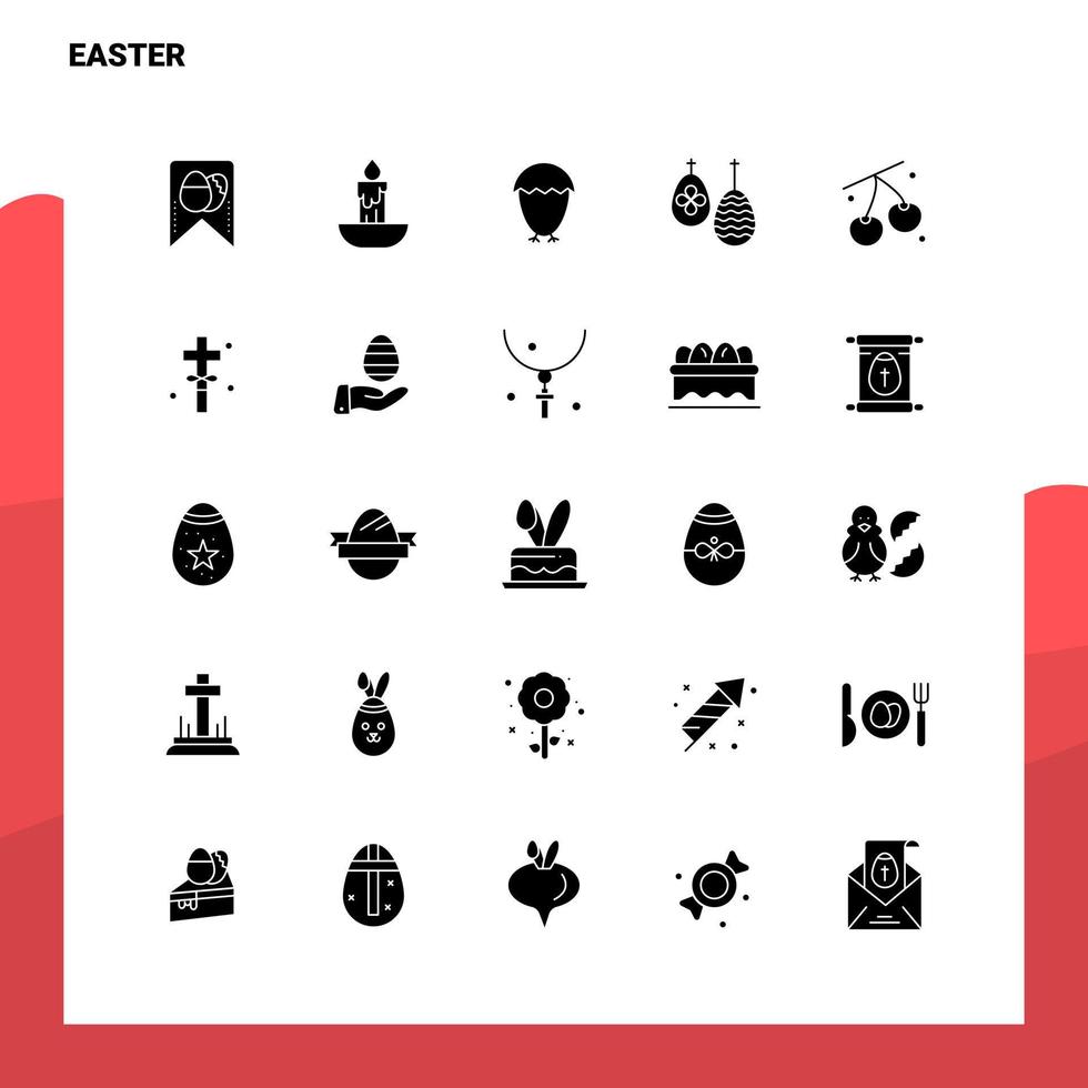 25 conjunto de iconos de pascua plantilla de ilustración de vector de icono de glifo sólido para ideas web y móviles para empresa comercial