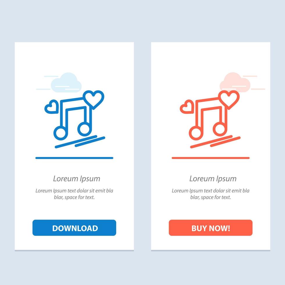 Music Node Node Lyrics Love Song  Blue and Red Download and Buy Now web Widget Card Template vector