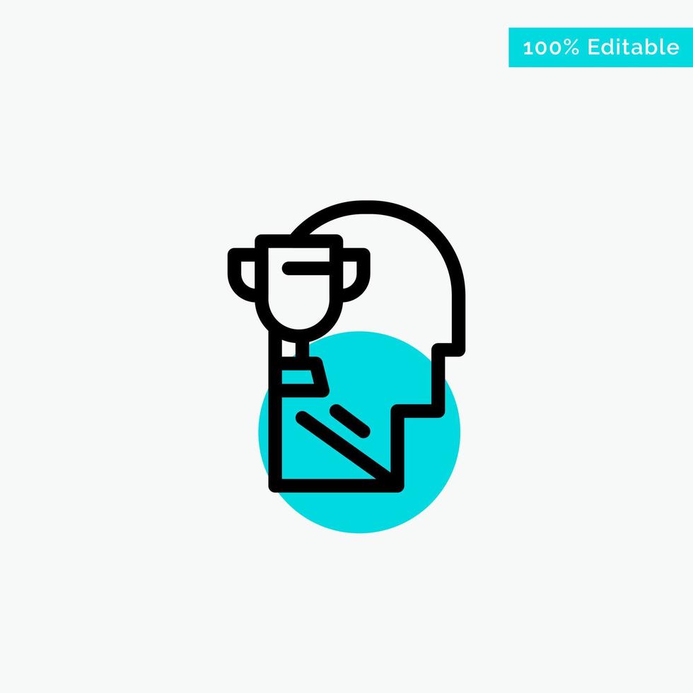 Mind Brian Award Head turquoise highlight circle point Vector icon