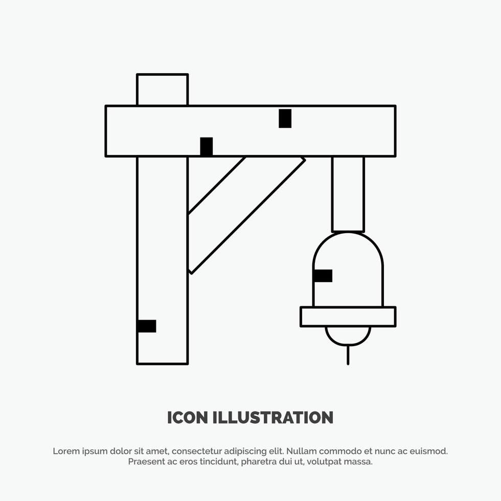 vector de icono de línea de transporte de tren de signo de campana