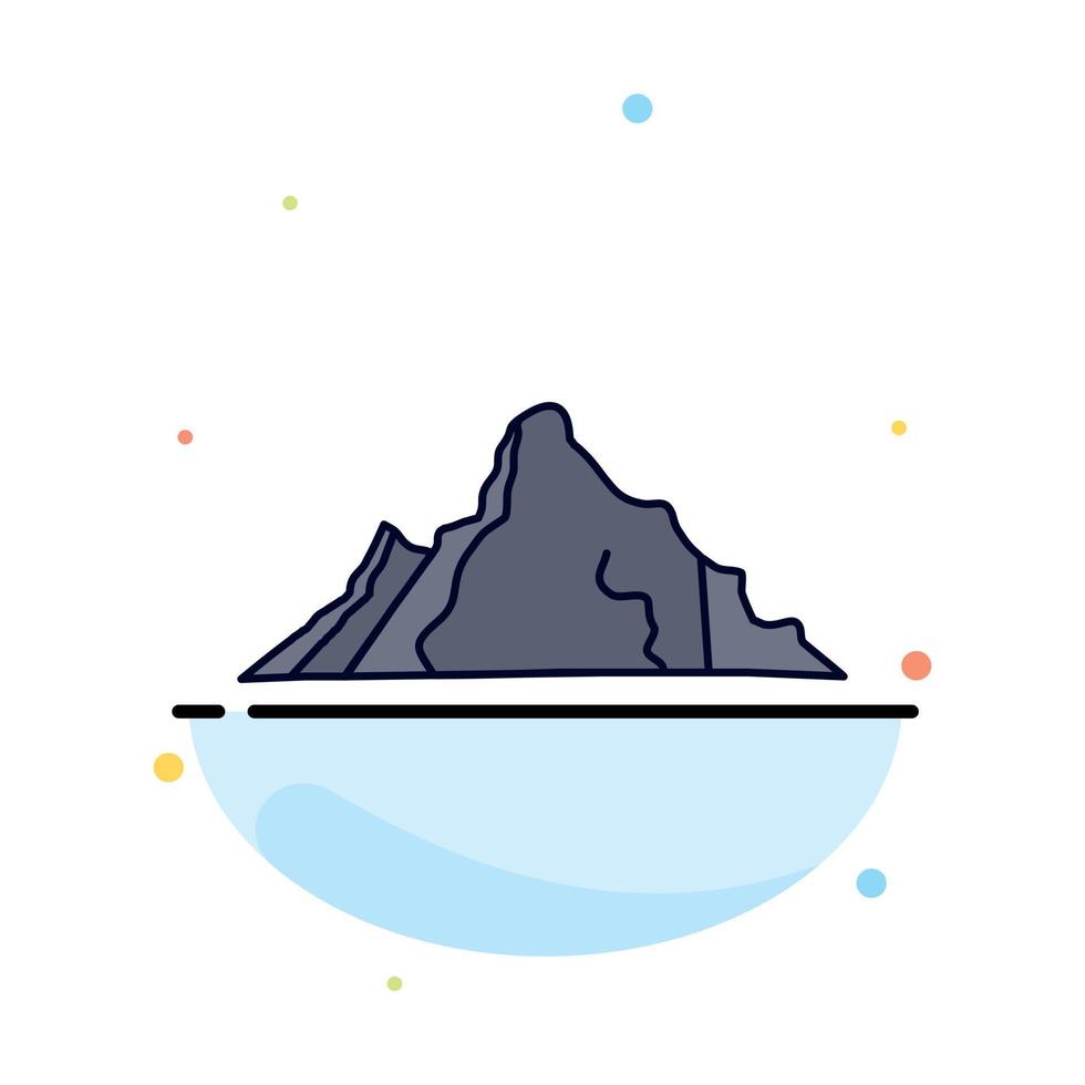 hill landscape nature mountain scene Flat Color Icon Vector