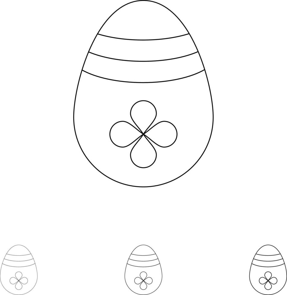 Decoration Easter Easter Egg Egg Bold and thin black line icon set vector