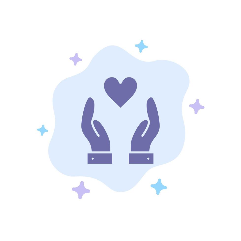Hand Love Charity Blue Icon on Abstract Cloud Background vector