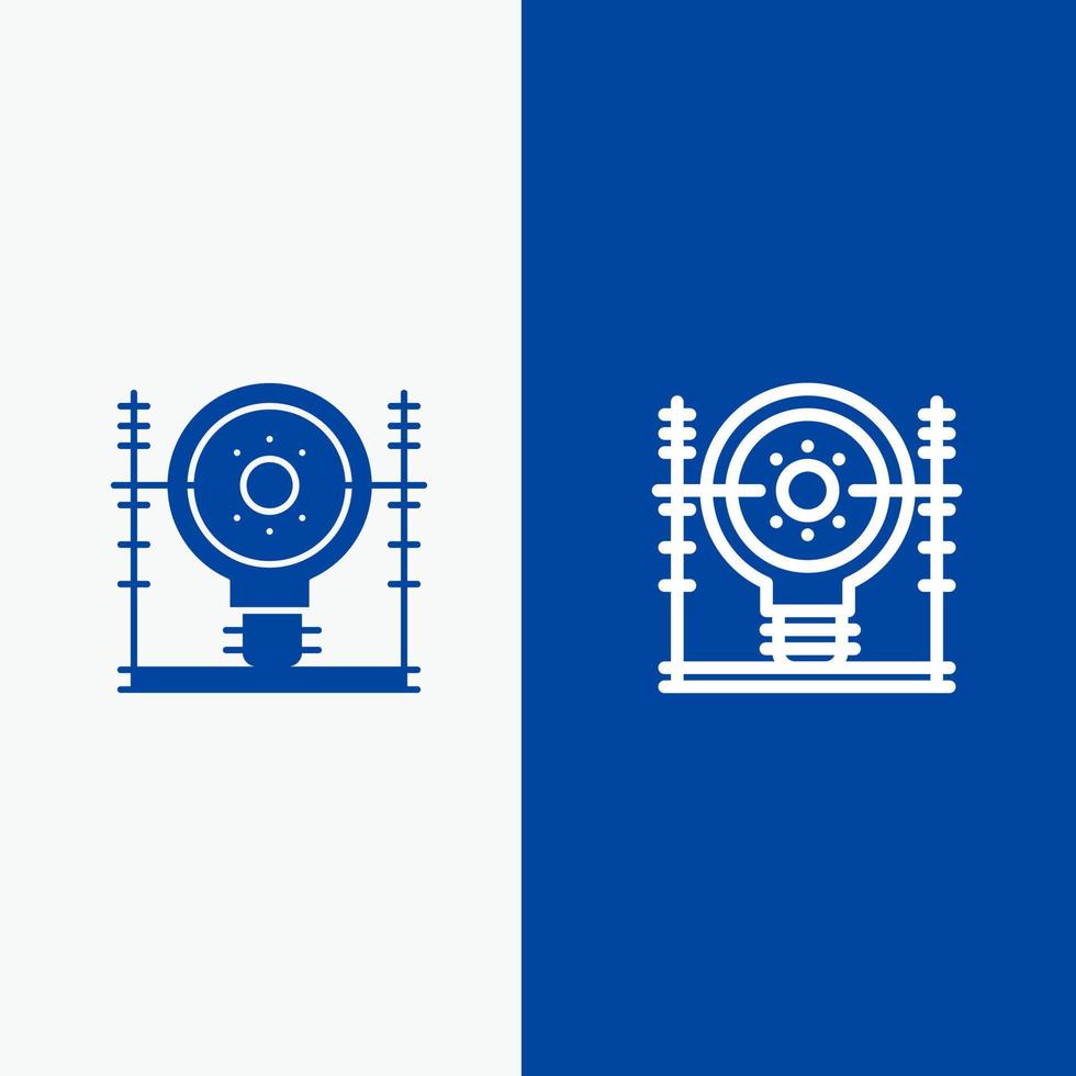 Define Energy Engineering Generation Power Line and Glyph Solid icon Blue banner Line and Glyph Solid icon Blue banner vector
