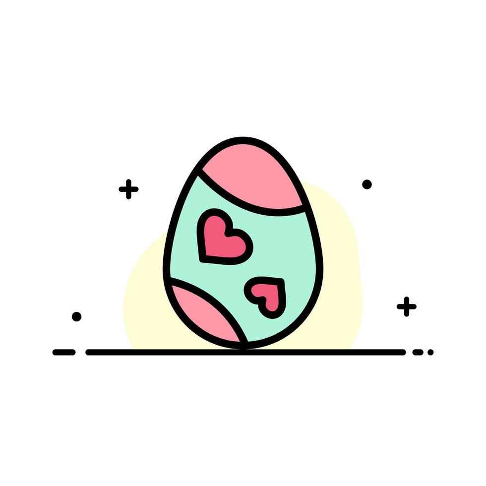 pájaro decoración huevo de pascua corazón negocio línea plana lleno icono vector banner plantilla