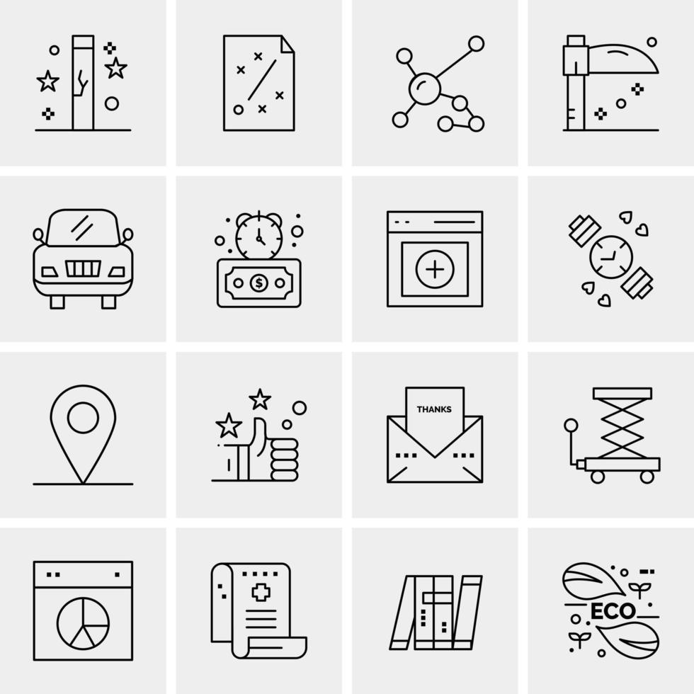 16 iconos de negocios universales vector ilustración de icono creativo para usar en proyectos relacionados con la web y dispositivos móviles